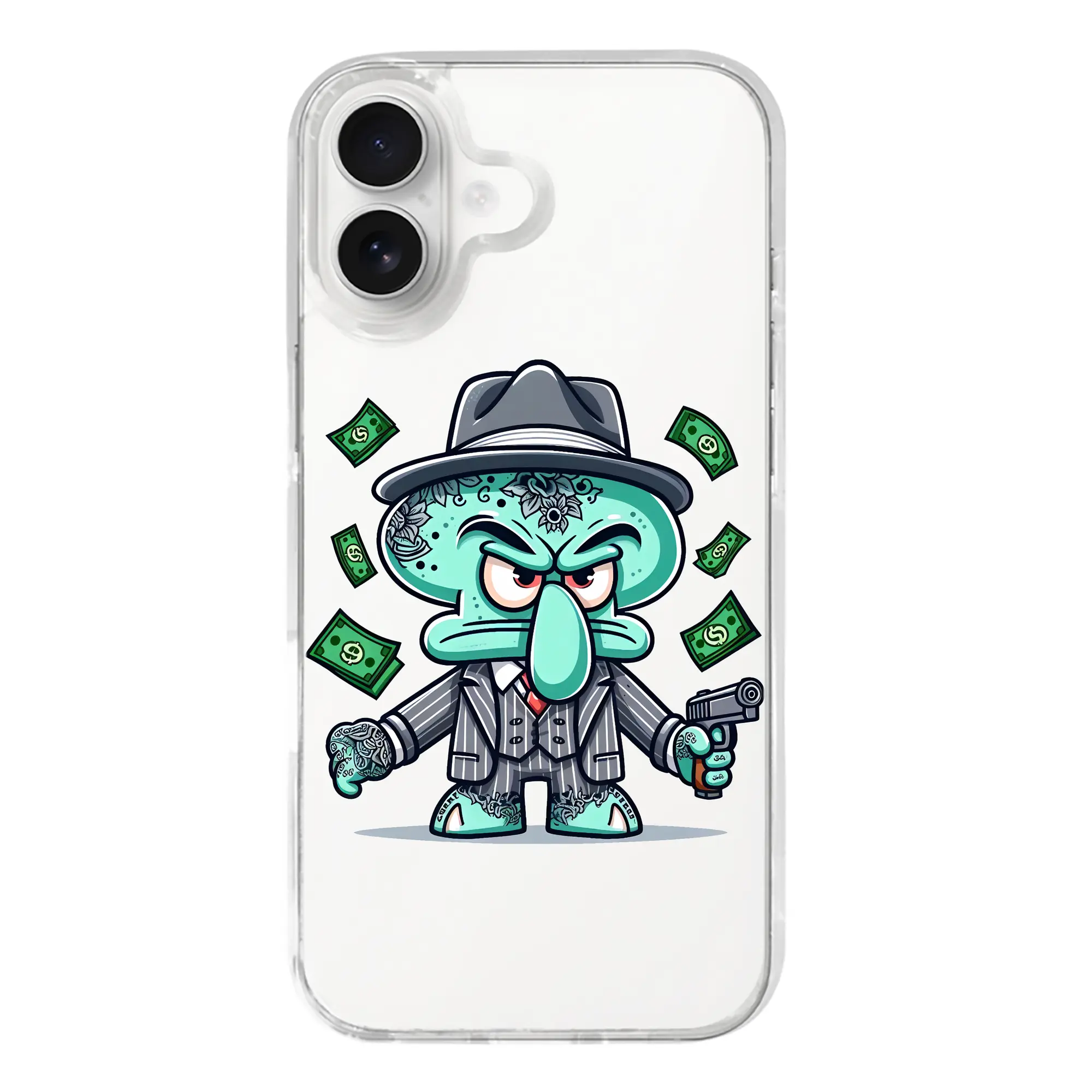 スポンジボブ グッズ イカルド - iPhone 17シリーズ 透明スマホケース – 薄型・耐衝撃・精密フィット保護カバー